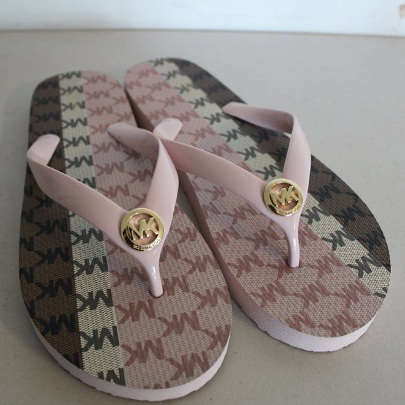 MICHAEL Michael Kors Shoes - MICHAEL KORS LOGO STRIPES FLIP FLOPS SANDALS 9